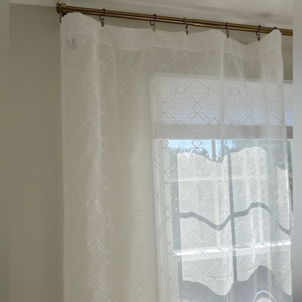 Pair Panels Sheer Ivory Panels Curtains Crewel Embroidery 84” L Sonoma Kohl’s - Picture 5 of 11